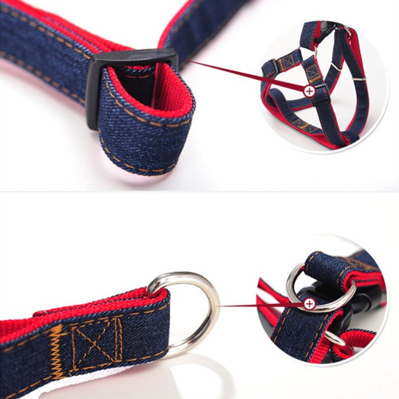 Dây Dắt Thú Cưng Đi Dạo Bằng Vải Denim #A054