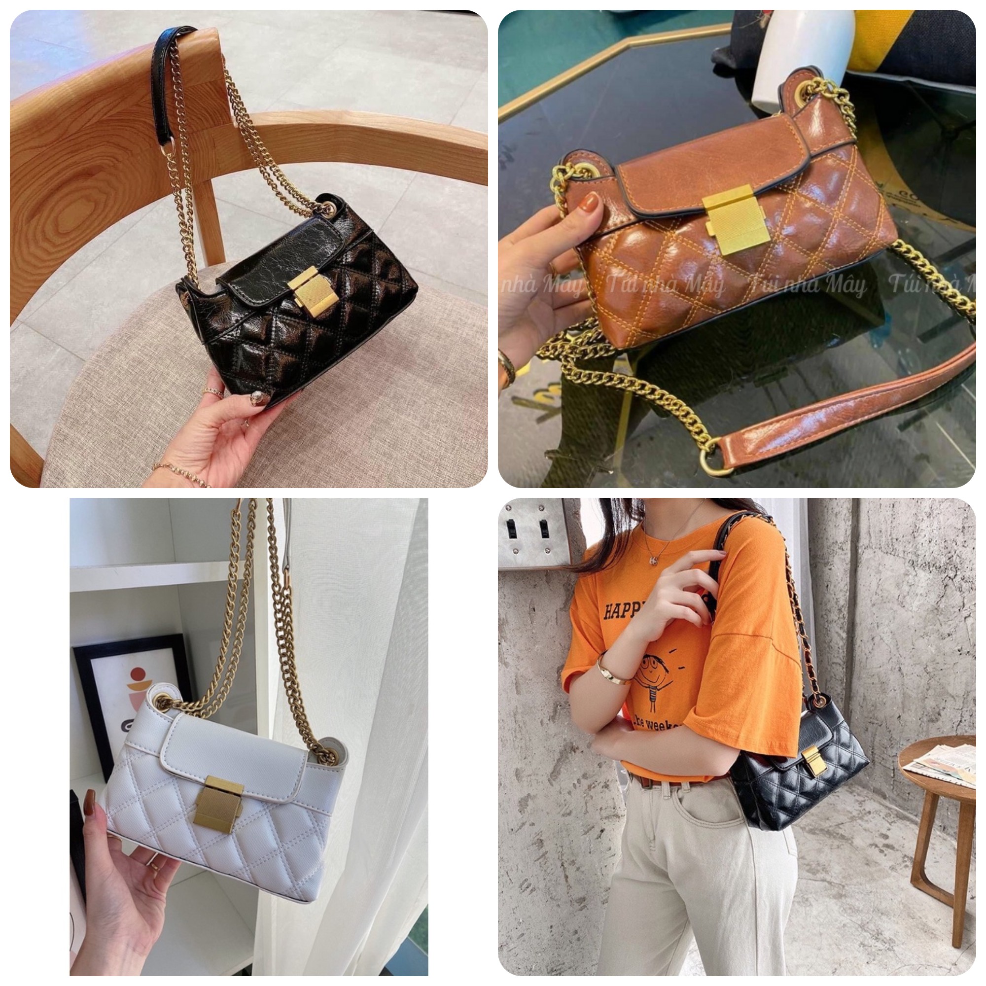 Túi kẹp nách khoá Vuông bấm thời trang mới 2023