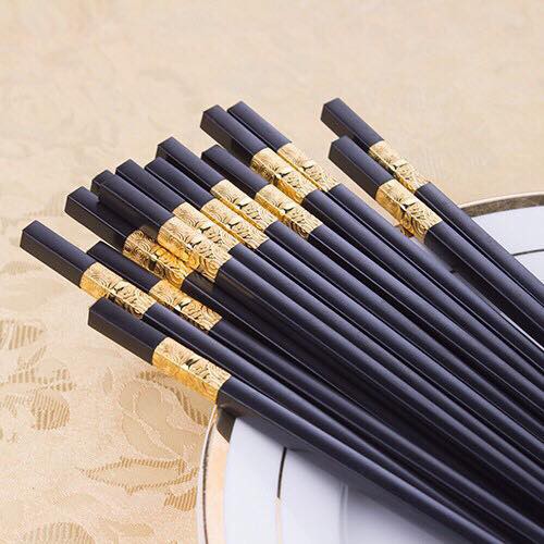 Bộ 10 Đôi Đũa Hợp Kim Mạ Vàng Hàn Quốc