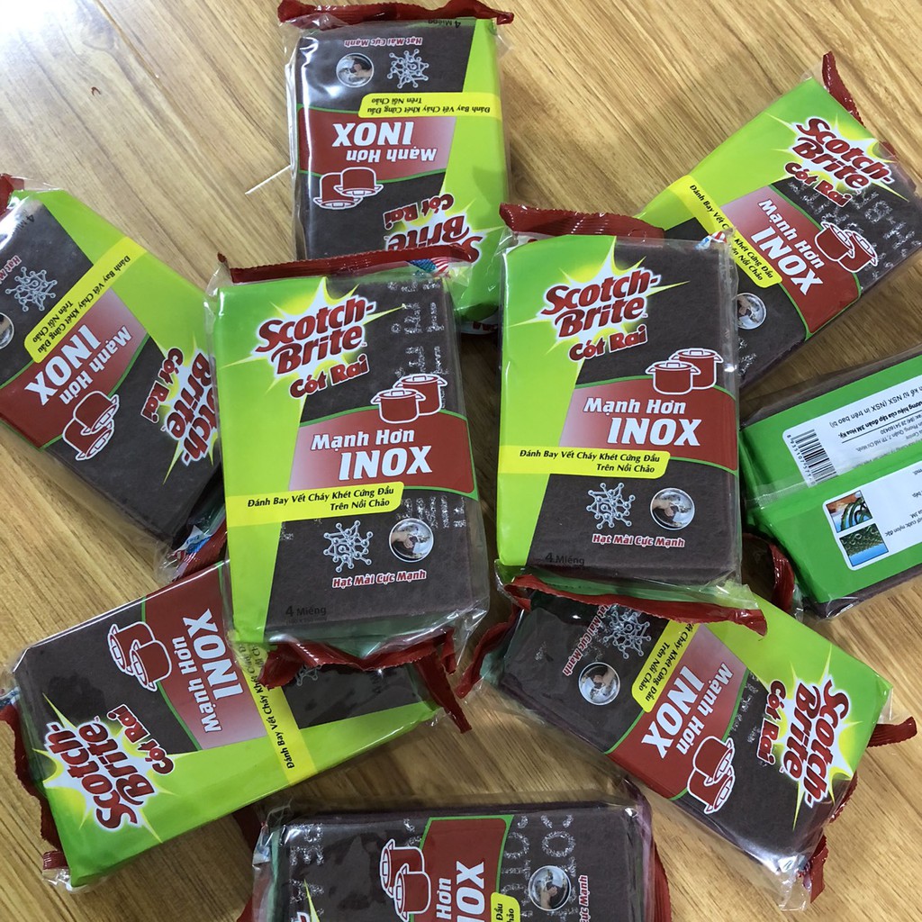 [ RẺ + BỀN ] Miếng rửa chén Scotch Brite (Cót rai) 3M hạt nổi Siêu sạch