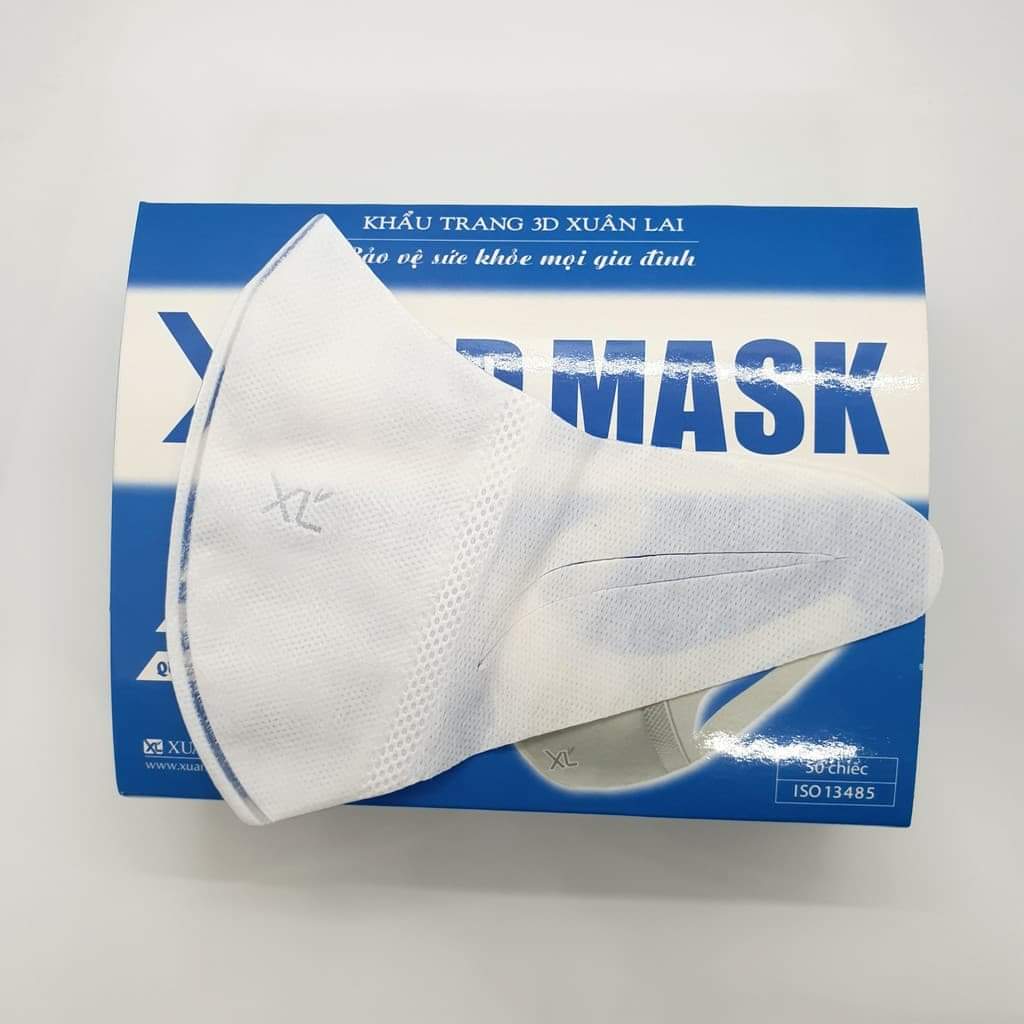 (Chính Hãng) Khẩu trang 3D Mask XUÂN LAI new 2021 thêm loại vỏ hộp mầu ĐEN - Công nghệ Nhật Bản (50 cái/ Hộp) mầu TRẮNG ( shop gửi hàng vỏ Xanh hoặc Đen )