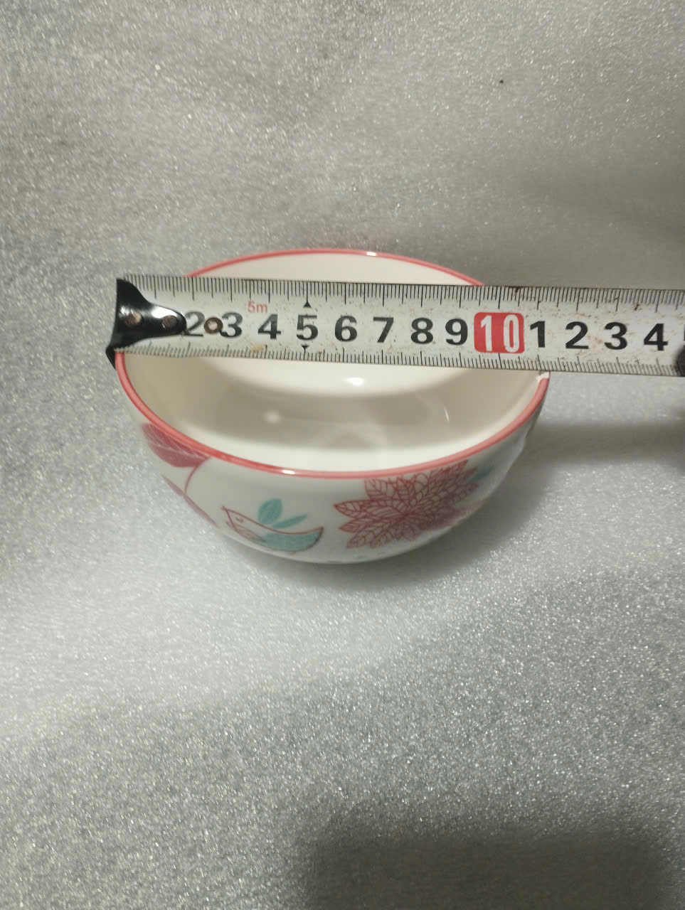 combo 10 chén sứ, 5 chén cơm sứ 11.5cm hoa văn chim đỏ GL211, chén cơm sứ trắng 11.5cm
