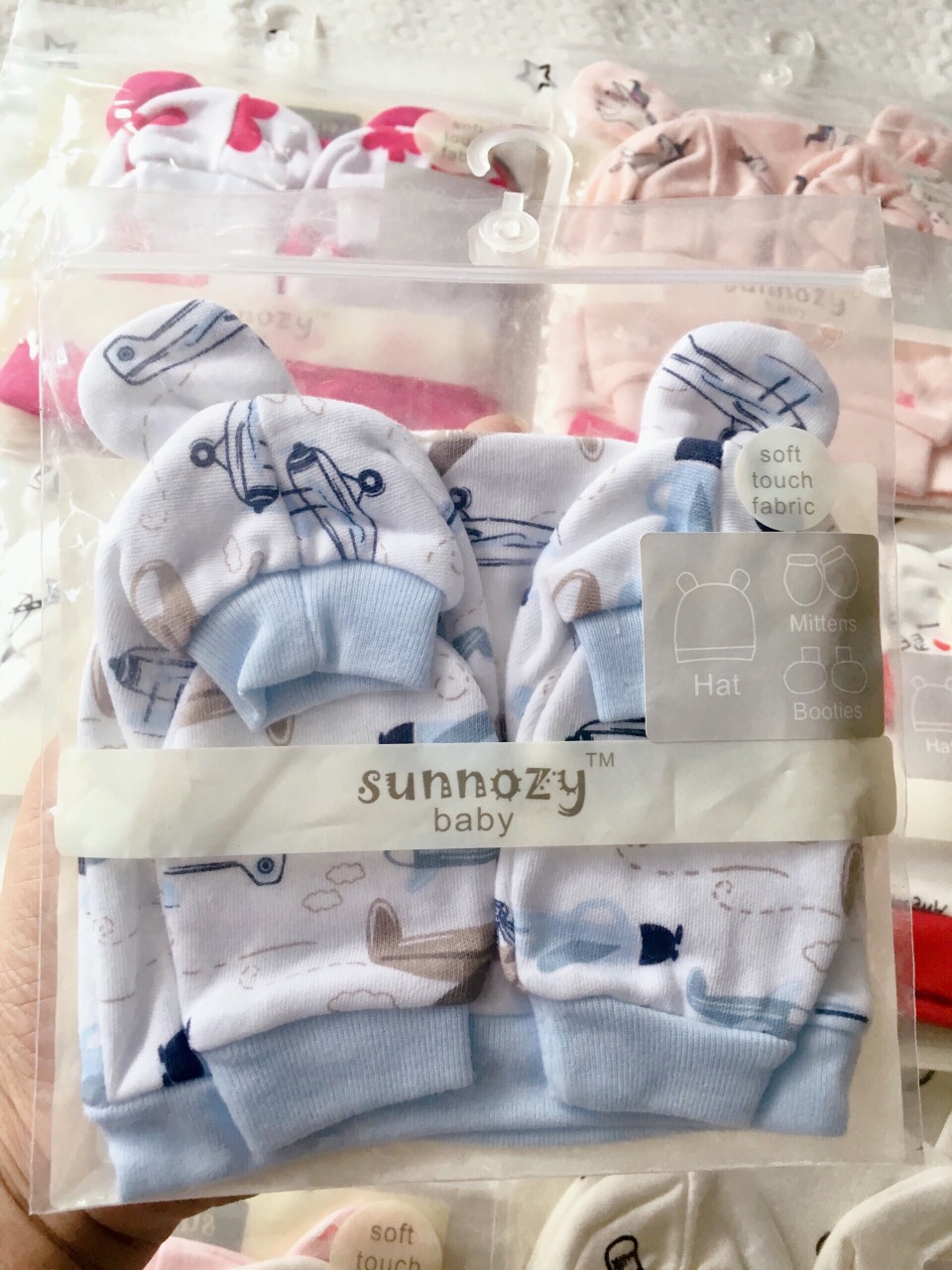 Set nón bao tay chân sơ sinh sunnozy