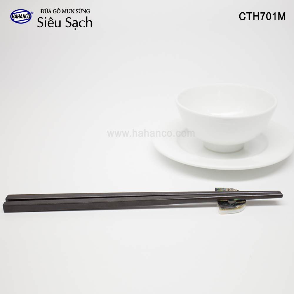 Đũa gỗ Mun sừng trơn VIP - CTH701M - (Hộp 10 đôi rất đẹp) - Đũa gỗ tự nhiên cao cấp - Chopstick of HAHANCO