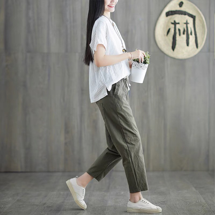 Quần baggy harem Linen nữ