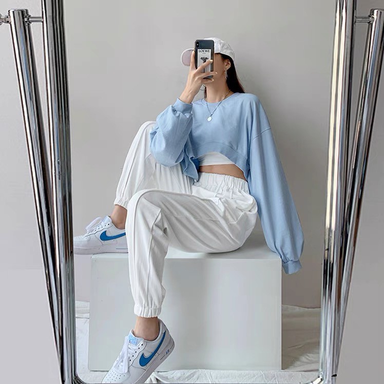 Áo thun tay dài crop vạt trước - AT2108