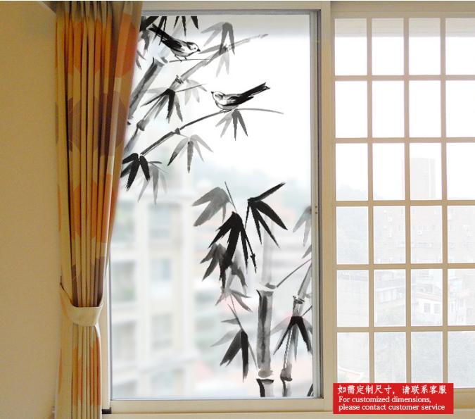 Decal Dán Kính Cao Cấp - Cây Trúc Chim đen ( 60 X116 )-DK1054