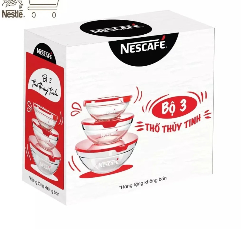 [HCM]Bộ 3 thố thủy tinh quà tặng Nescafe