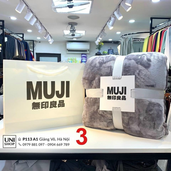 Chăn lông tuyết muji siêu mềm mịn, chăn lông cao cấp, mền lông muji xuất nhật hàng chuẩn 1,8 kg