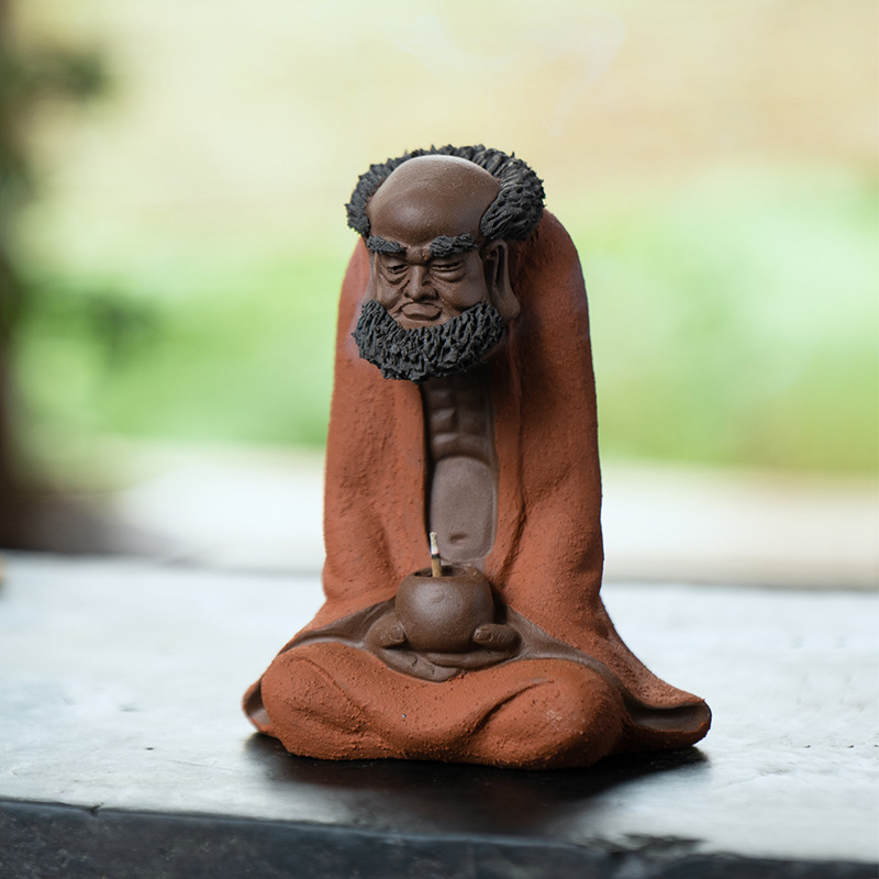 Tượng gốm Đạt Ma Sư Tổ cắm hương trầm