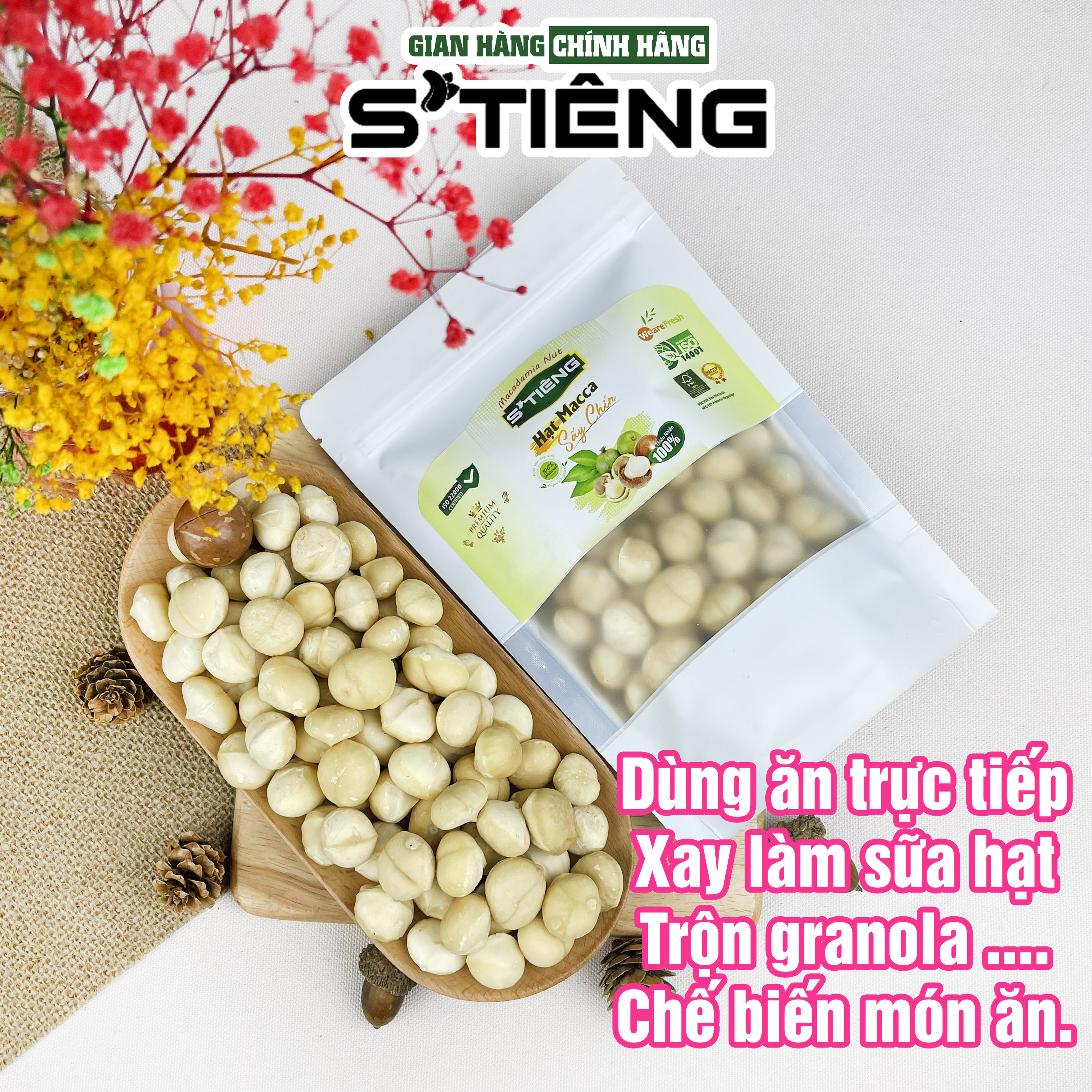 Nhân Hạt Macca Tách Sạch Vỏ STIENG Giòn Ngon