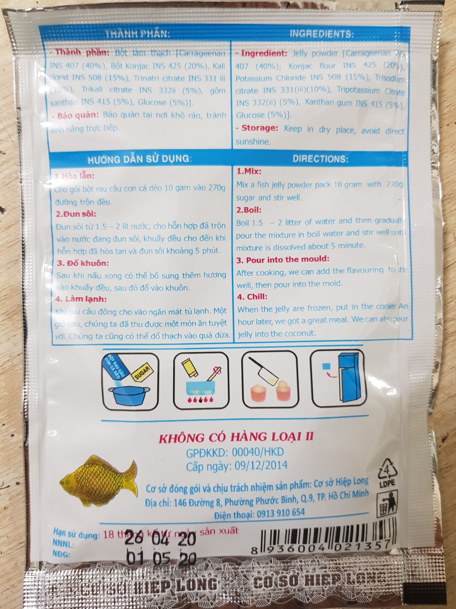 3 gói bột rau câu Con cá dẻo
