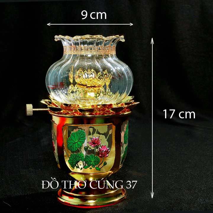 ĐÈN DẦU LƯU LY BÔNG SEN CAO CẤP