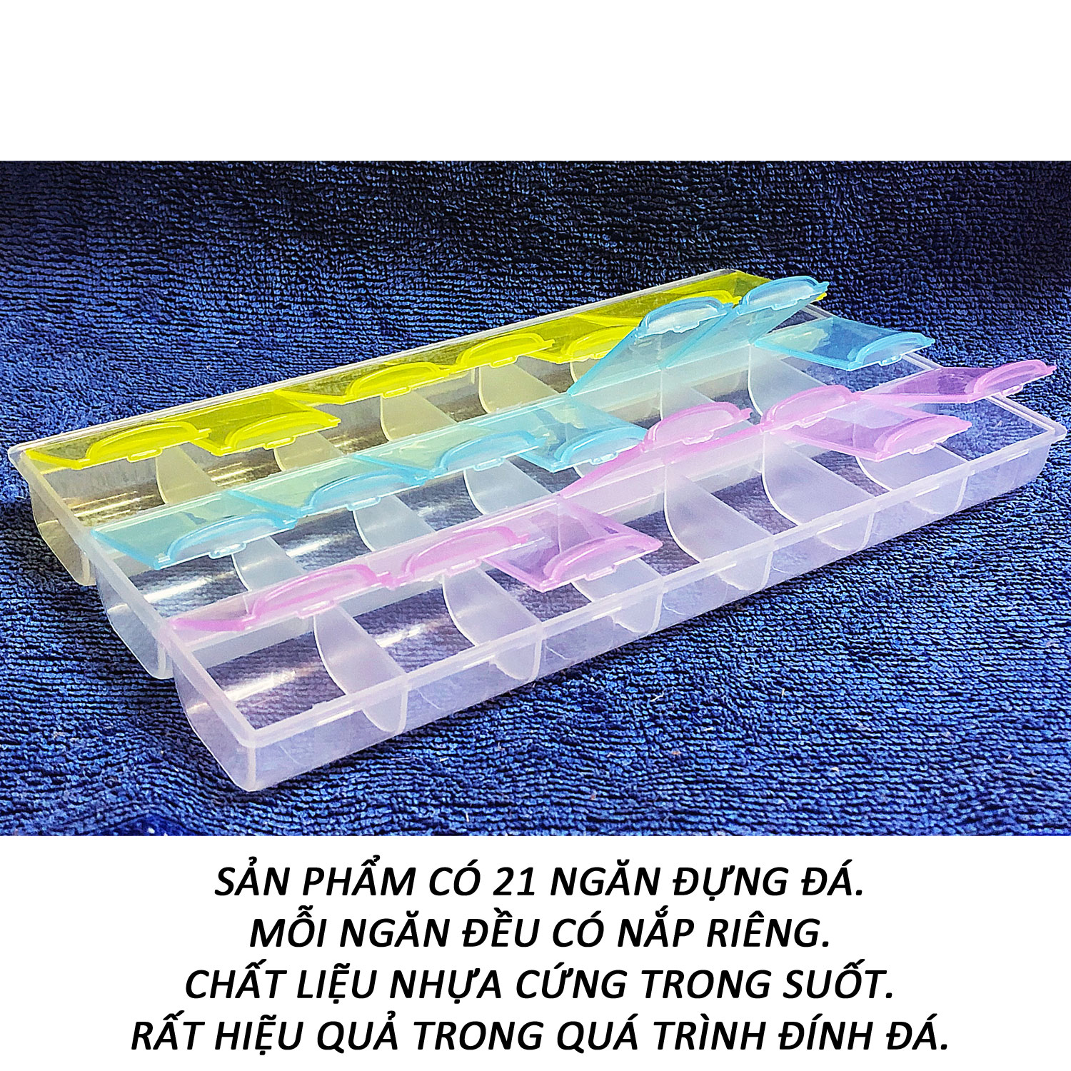 Tranh Đính Đá 5D - Khay Đựng Đá Siêu Tiện Dụng 21 Ô - Tranh Minh Hiền (Dụng cụ hỗ trợ thiết yếu khi đính đá)