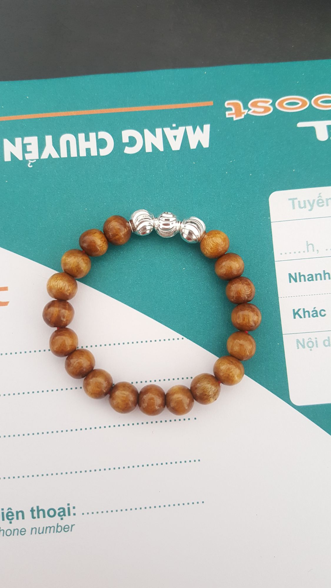 Vòng dâu tằm 3 bi bạc cho bé sơ sinh