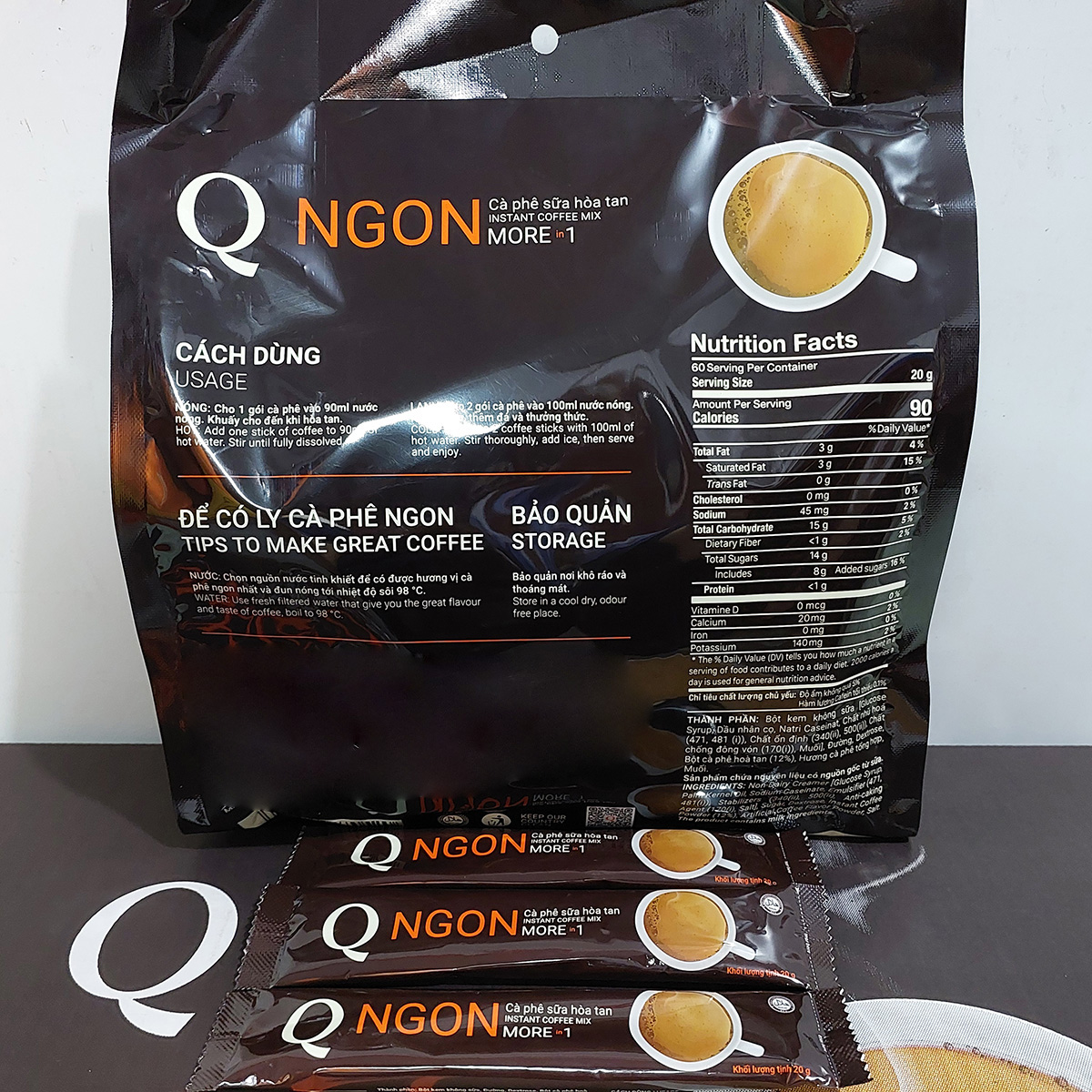 Cà phê sữa Ngon Trần Quang bịch 1.2Kg (60 gói nhỏ 20g) Coffee Cafe