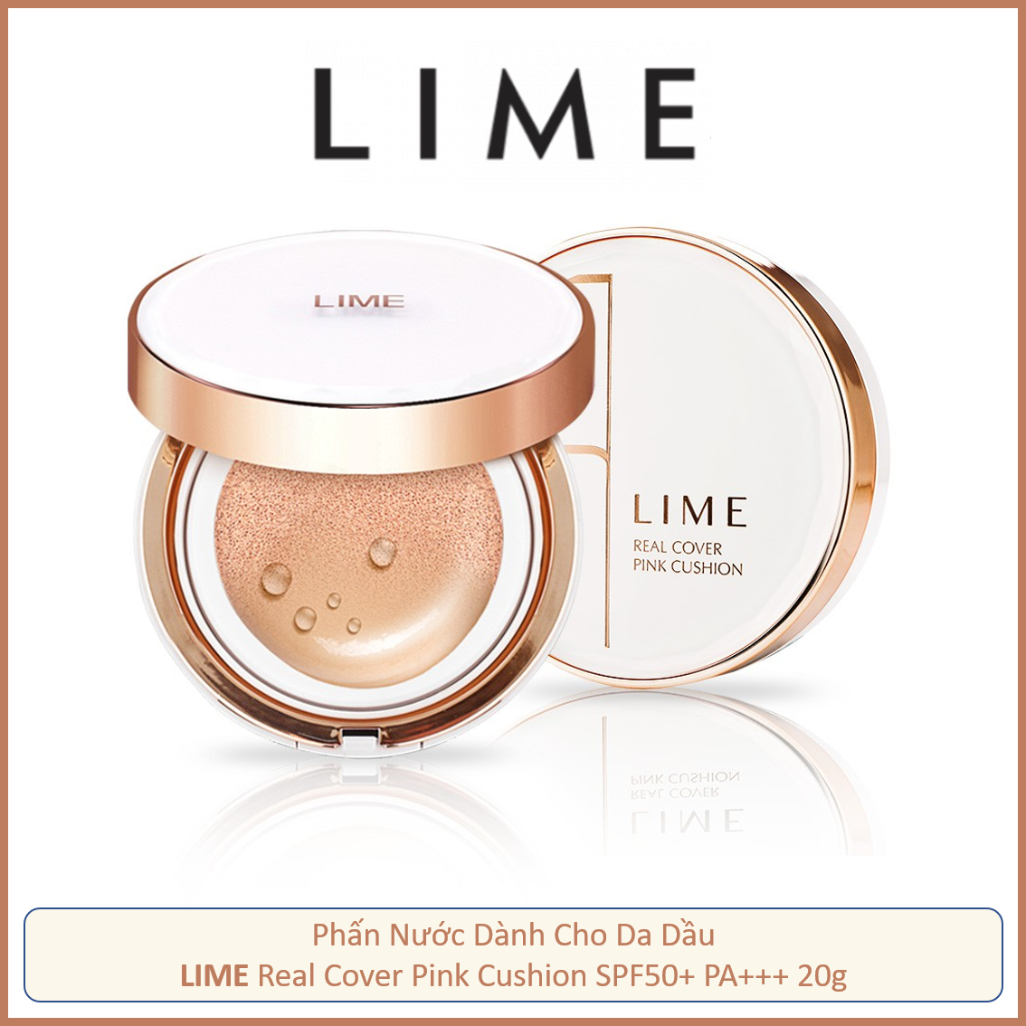 [HCM]Phấn Nước LIME Real Cover Pink Cushion SPF50+ PA+++ 20g