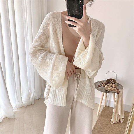 Áo Cadigan len mỏng phong cách Hàn Quốc
