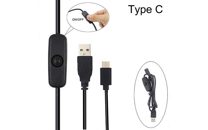 Cáp Nguồn Raspberry Pi 4B Cáp Chuyển Đổi Nguồn 5V3A Giao Diện USB Type-C