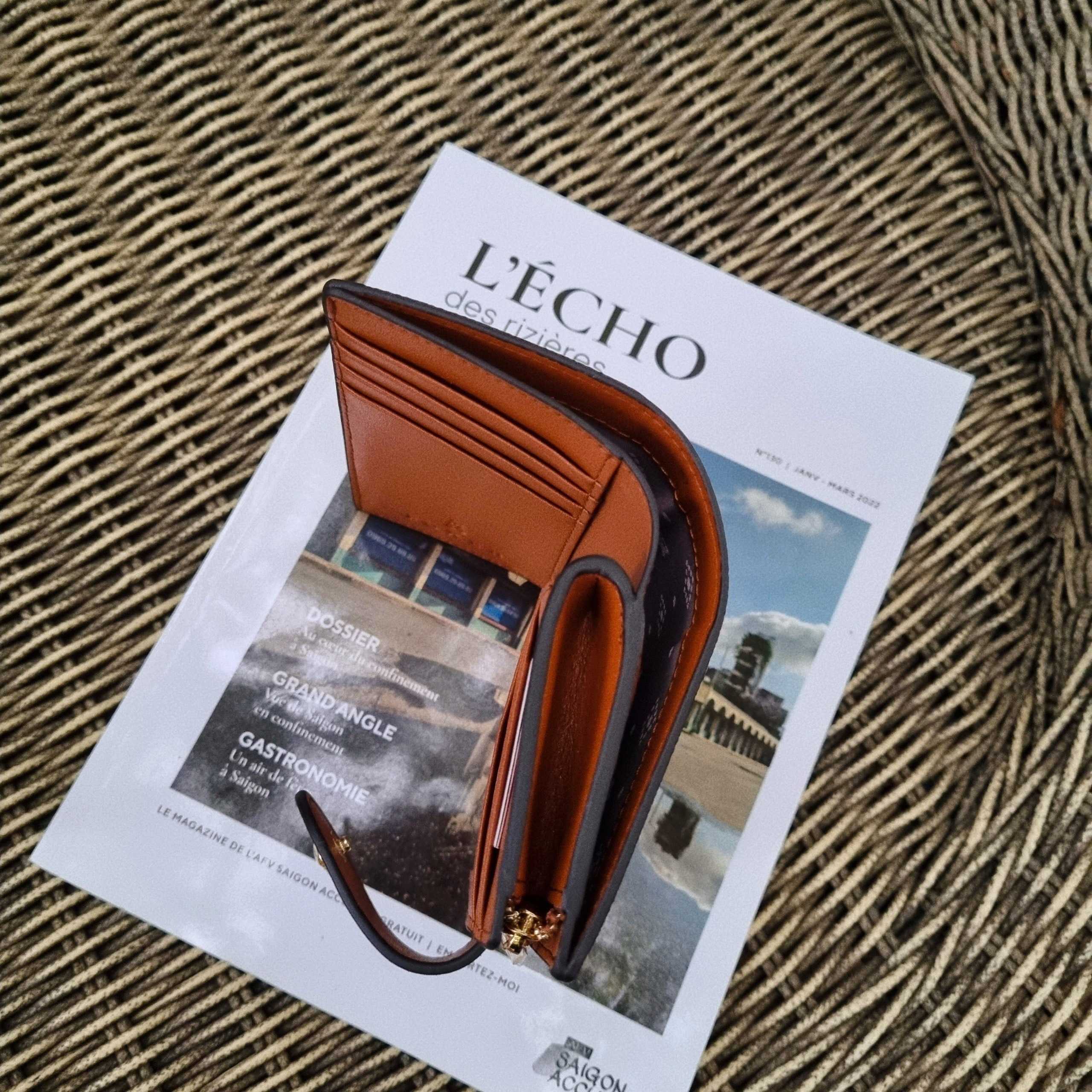 Ví Foxer gập mặt cáo animal printed wallet CN Nâu
