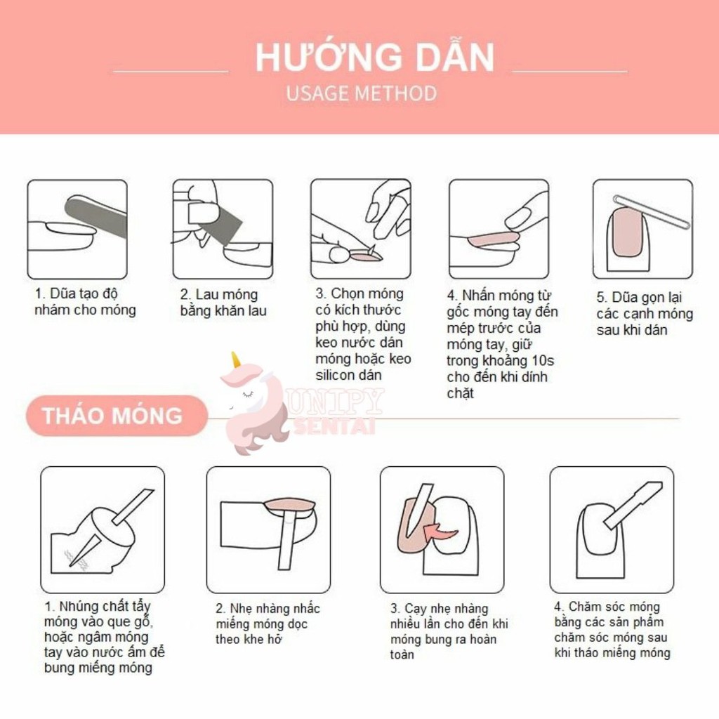Móng Giả | Set 24 Móng Tay Giả Lửa Kèm Dũa Keo Dán Móng