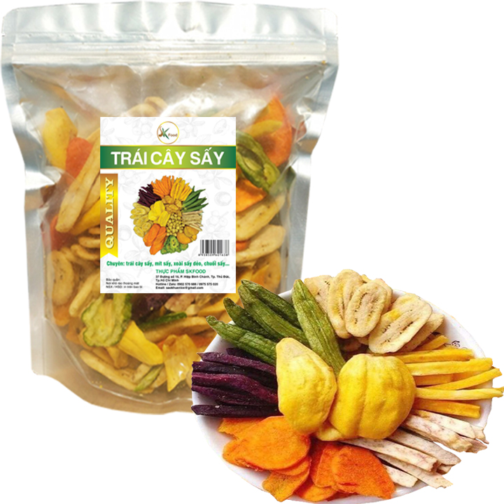 400G TRÁI CÂY SẤY KHÔ LOẠI 1 - NGUYÊN MIẾNG - GIÒN NGON HIỆU SK FOOD