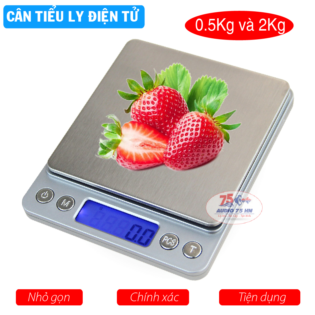 Cân tiểu ly điện tử platform 0.5kg và 2kg , cân điện tử mini nhà bếp inox i2000 độ chính xác cao