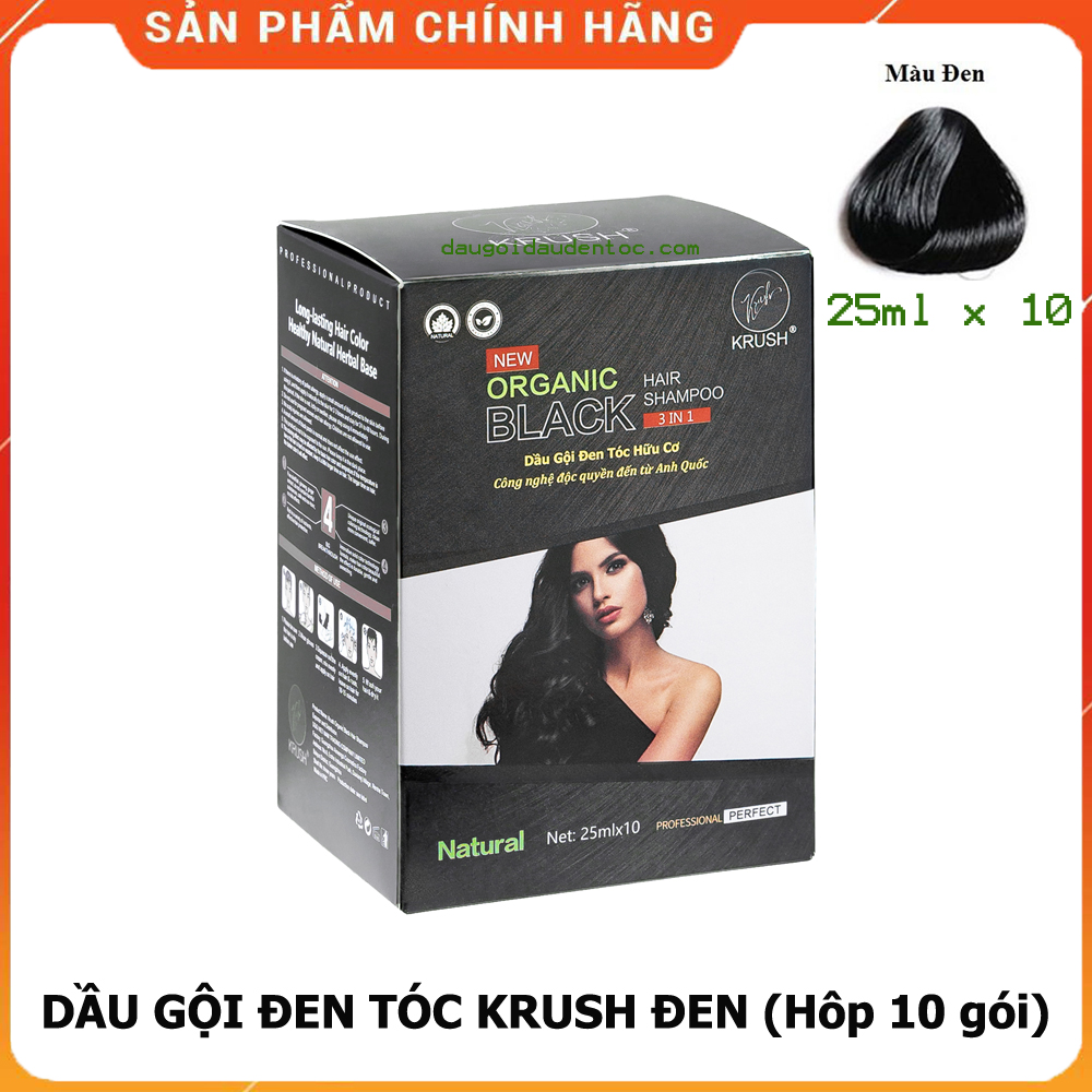 Dầu gội đầu phủ bạc đen tóc Krush Anh Quốc (Tặng lược nhuộm tóc)