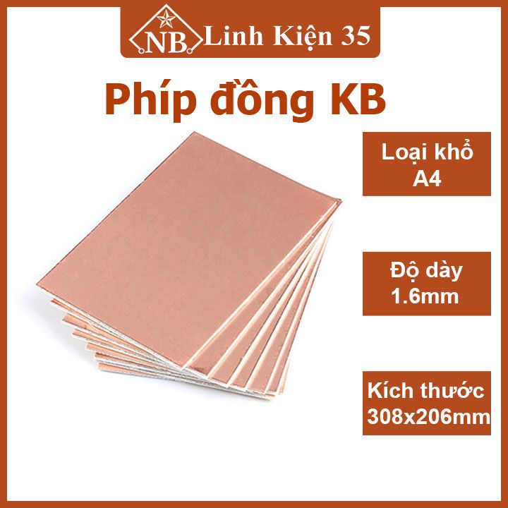 Phíp đồng kb khổ a4 297x210mm dày 1.6mm làm mạch thủ công
