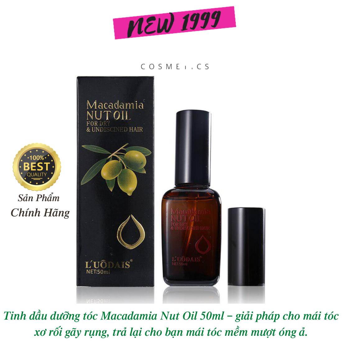 Tinh dầu dưỡng tóc thơm lâu dành cho tóc uốn Macadamia 50ml