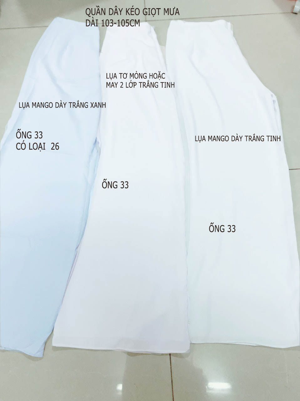 Quần LỤA mặc ÁO DÀI-ÁO BÀ BA - DÂY KÉO -đủ size