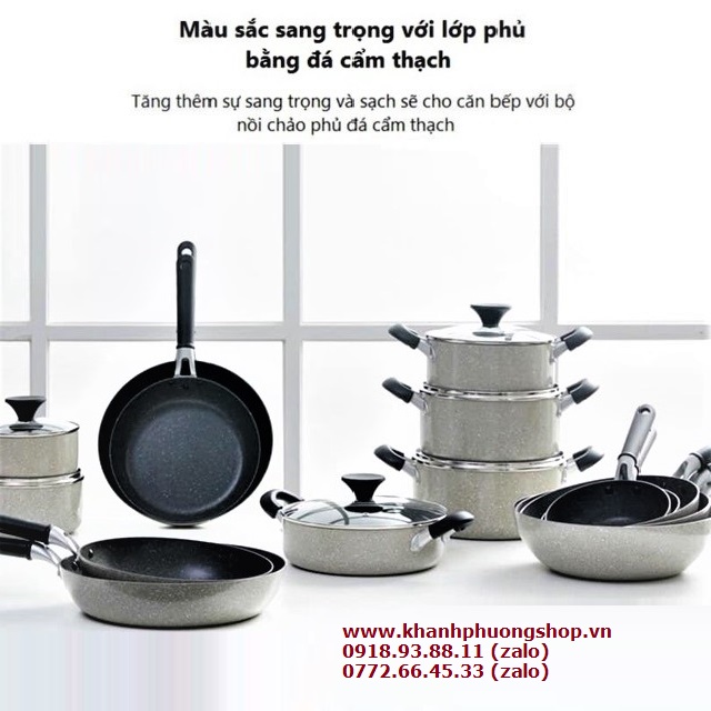 Chảo vân đá lock&lock xài bếp từ - nồi chảo vân đá lock&lock