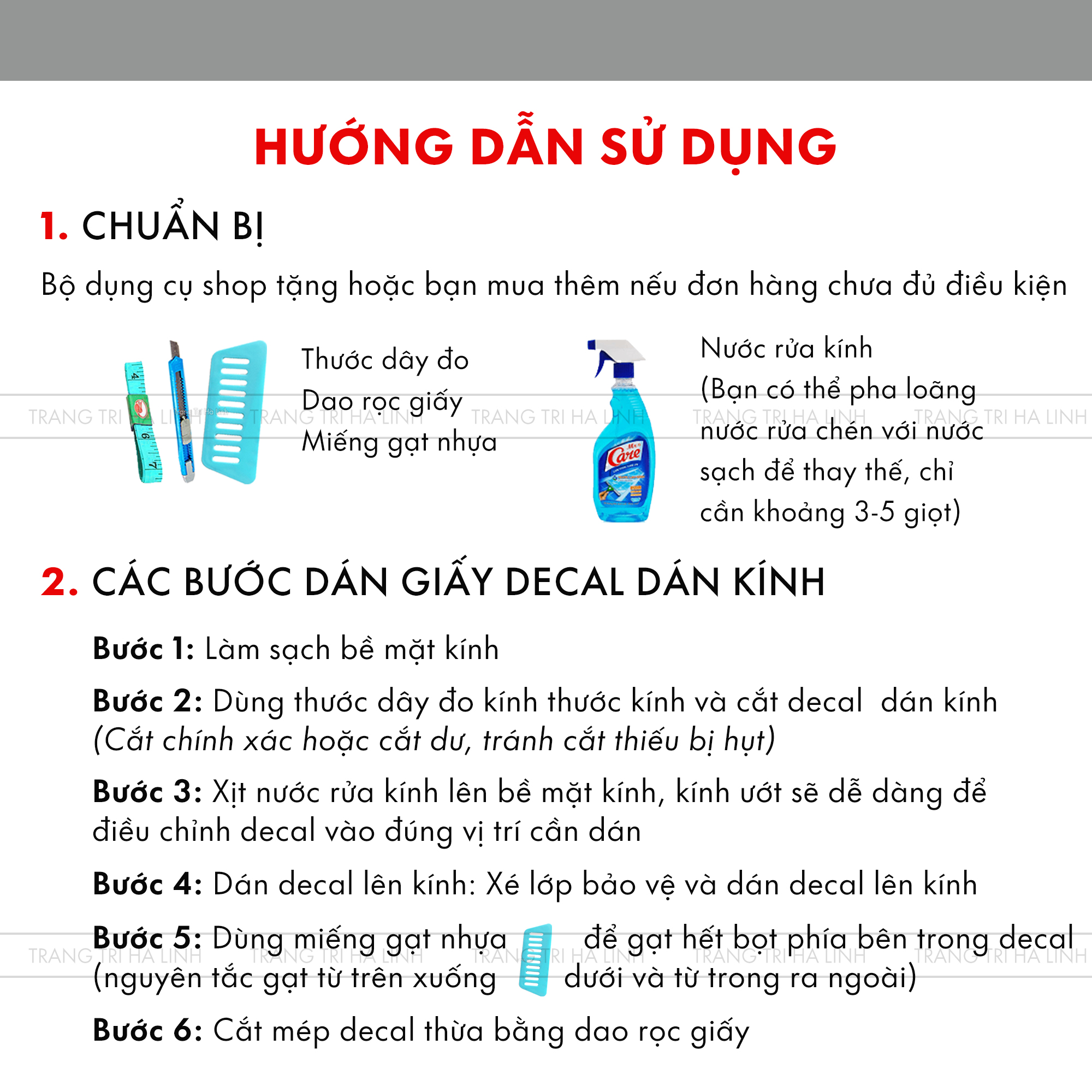 Bộ dụng cụ thi công hỗ trợ dán decal dán kính, dán tường