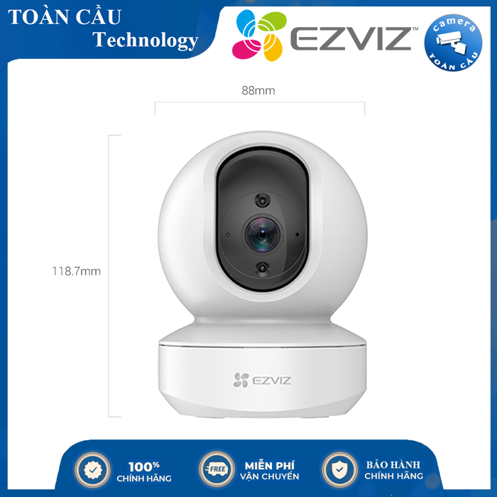 Camera IP Wifi EZVIZ TY1 2.0MP CS-TY1-B0-1G2WF Xoay 360 Thông Minh + Đàm Thoại 2 Chiều - Camera Toàn Cầu