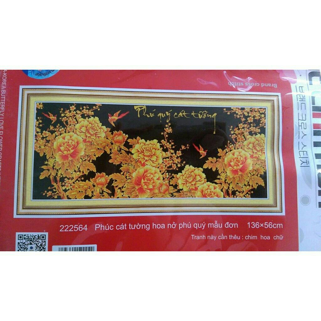 tranh thêu 3D PHÚ QUÝ CÁT TƯỜNG _136×56CM