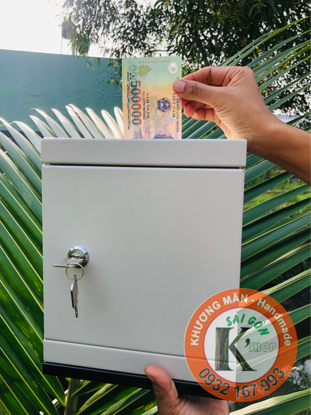 LOẠI 1 - Tủ Tiết Kiệm KHÓA CHÌA (Màu Trắng Kem SIZE LỚN)