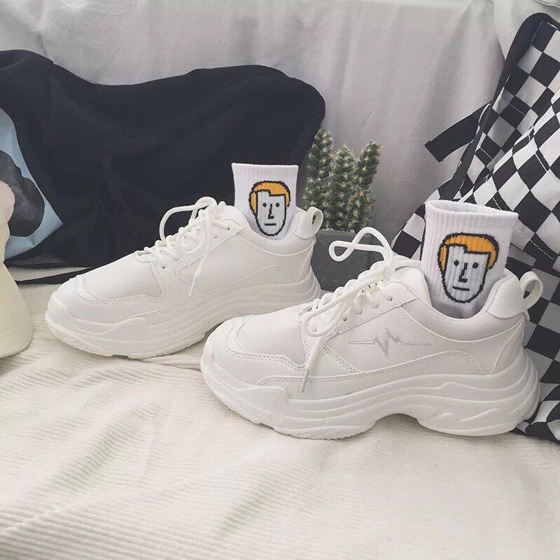 Giày sneaker nữ đế sóng QD Shop (Trắng)