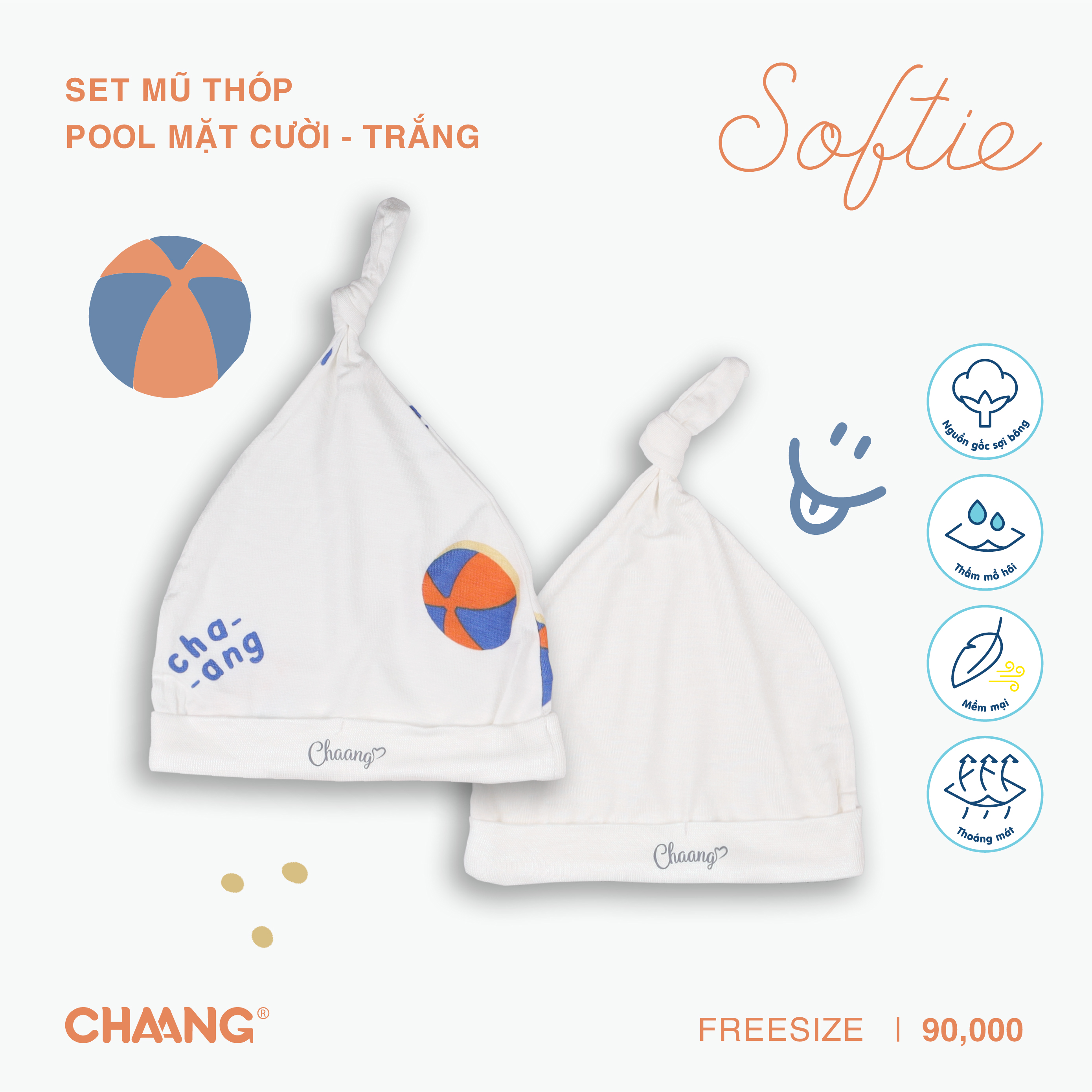 [CHAANG] SET 2 mũ thóp cho bé sơ sinh Pool CHAANG