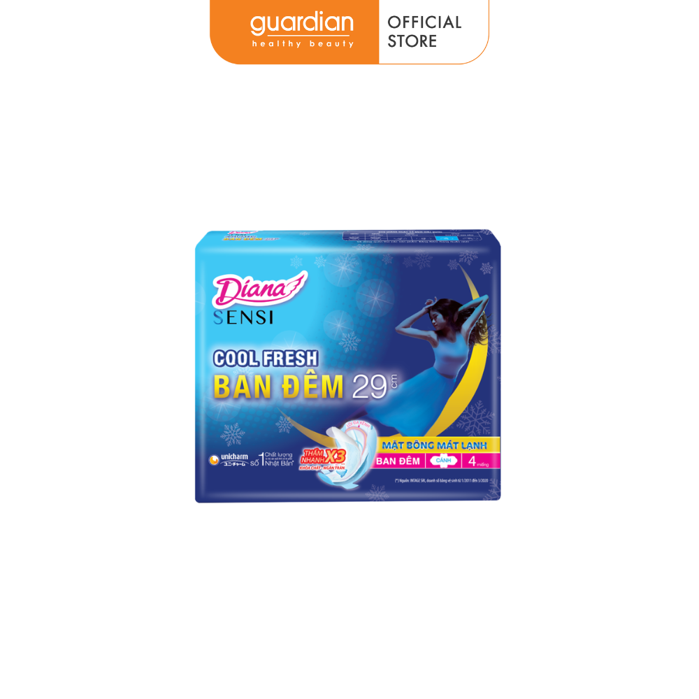 Băng Vệ Sinh Ban Đêm Sensi Cool Fresh Night 29cm Diana 4 Miếng