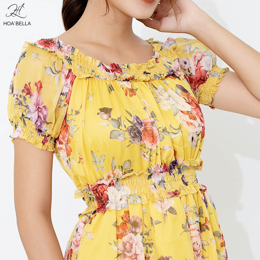 Đầm Liền HOABELLA Voan Hoa Cao Cấp DLE01