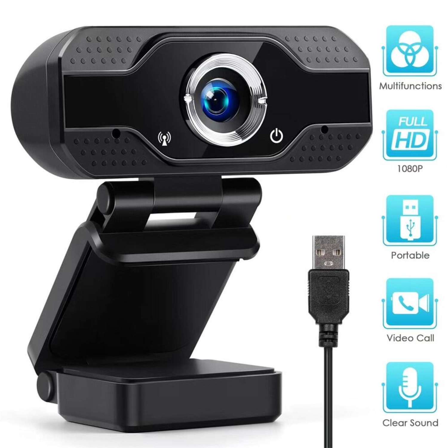 Webcam full hd 1080p 4k usb web camera pc có micro tích hợp cho máy tính, lap top-w10