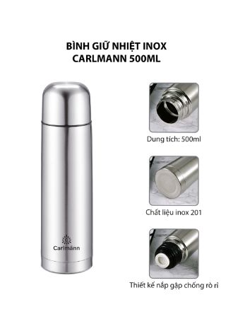 Bình nước giữ nhiệt inox carlmann 500ml - bes523 siêu hot