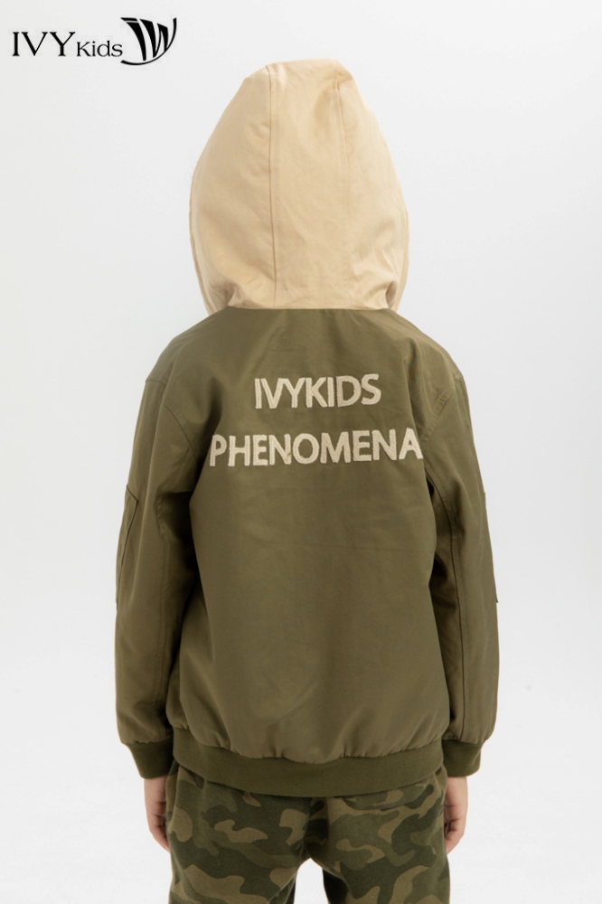 Áo khoác thu khaki bé trai IVY moda MS 77K1154