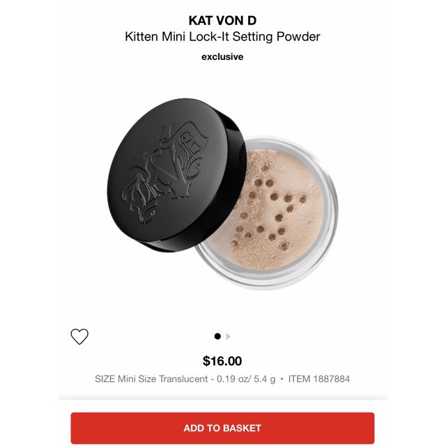 MINI Phấn setting kiềm dầu Kat Von D - Lock It Setting powder 1.4g