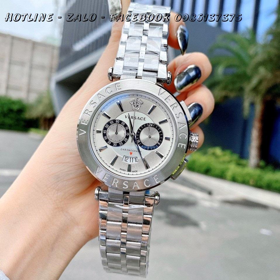 [HCM]Đồng Hồ Versace Aion Nam Dây Bạc Mặt Trắng 44mm