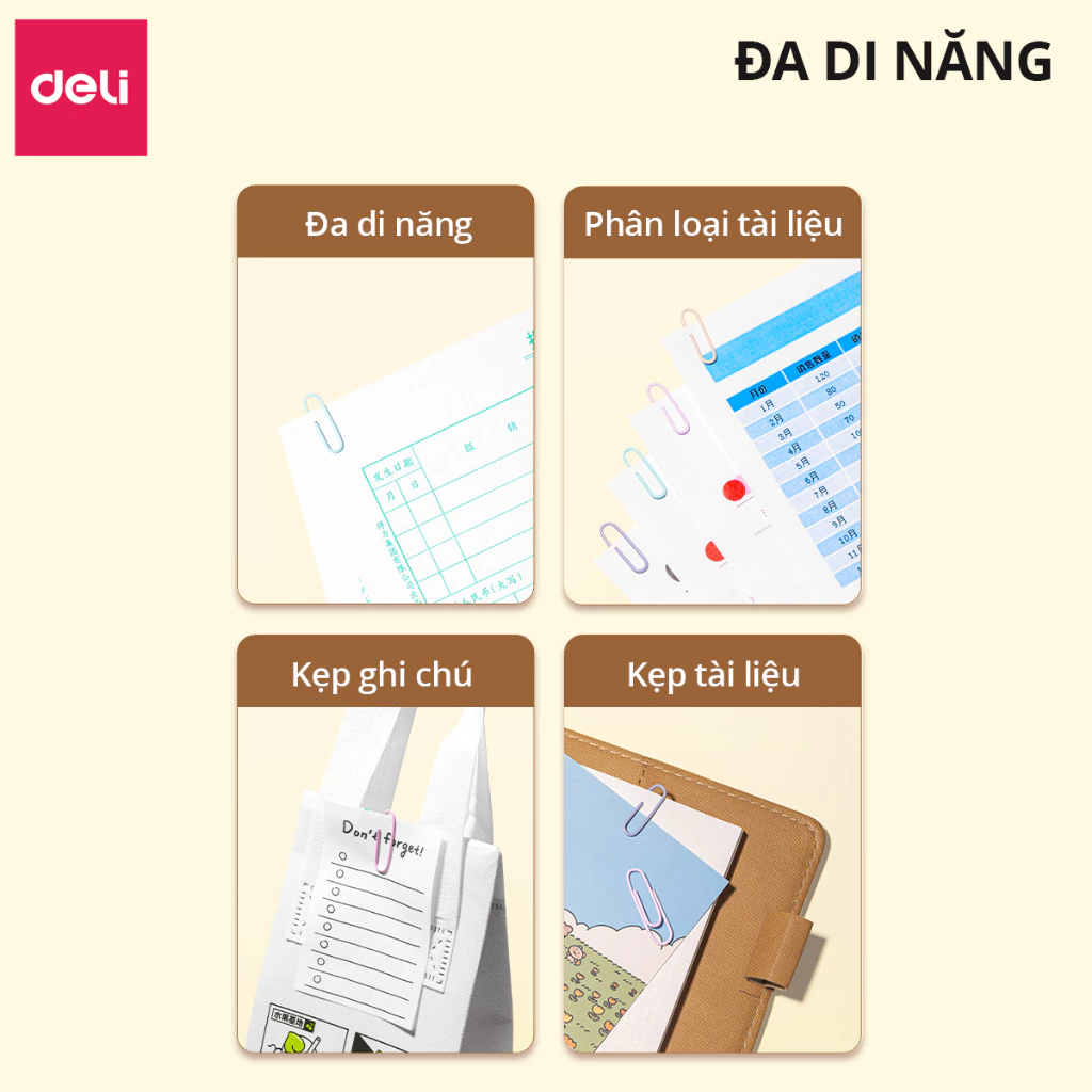 Hộp 100 Ghim Vòng Deli 0024 - Kẹp Giấy Tài Liệu Đa Năng Tiện Lợi