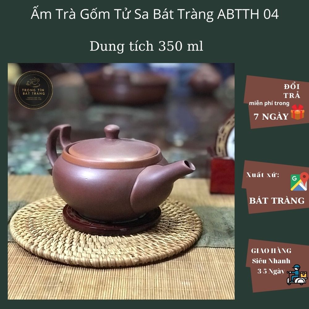 Ấm Trà Đạo Gốm Tử Sa Bát Tràng Dáng Tiêu Anh Dung Tích 350ml (Ấm Lẻ) ABTTH 04