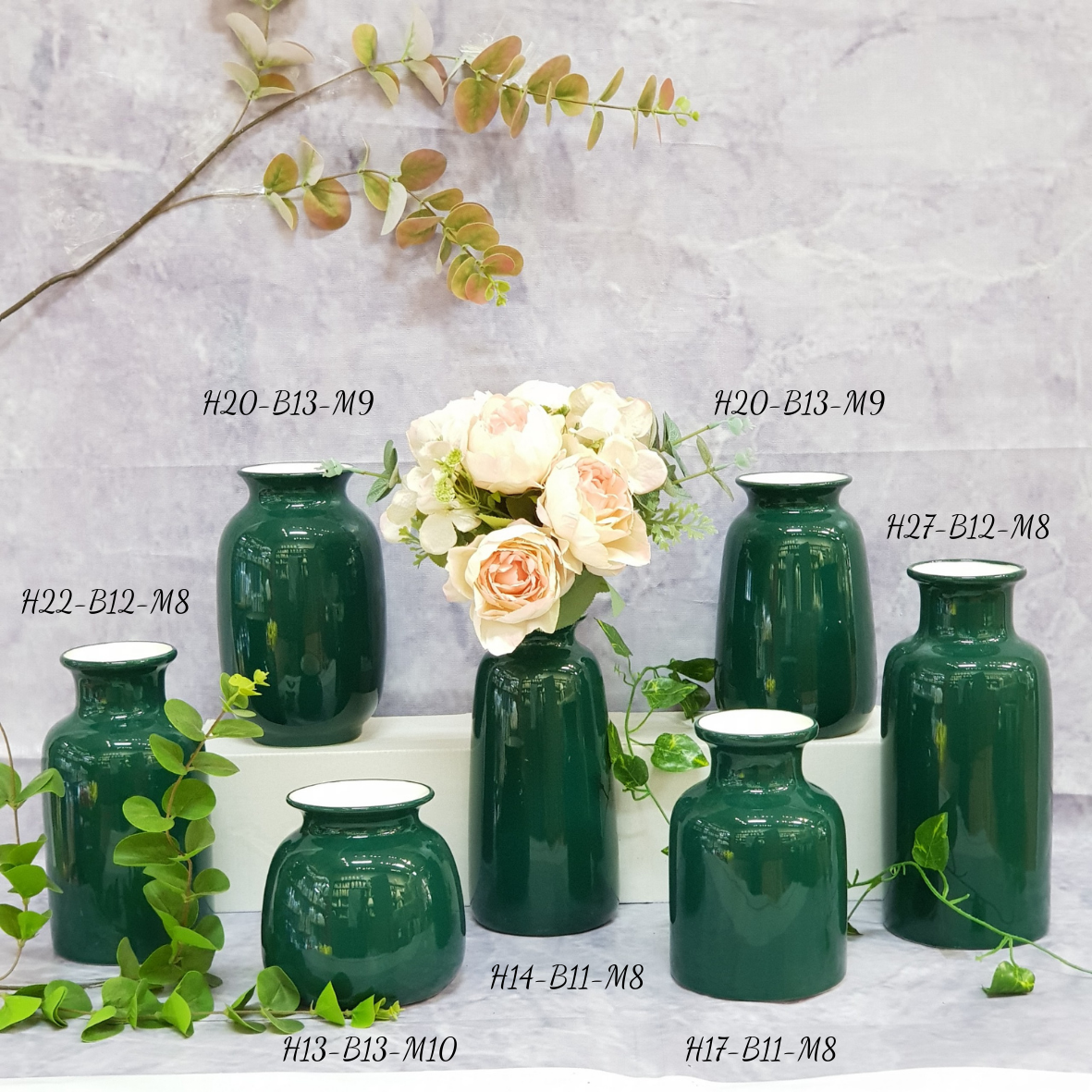 Bình lọ hoa gốm Bát Tràng mầu đỏ xanh vàng