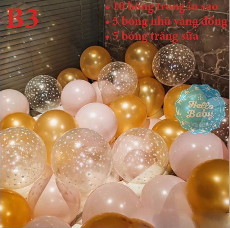 Set 20 bóng trong suốt mix màu (25cm)