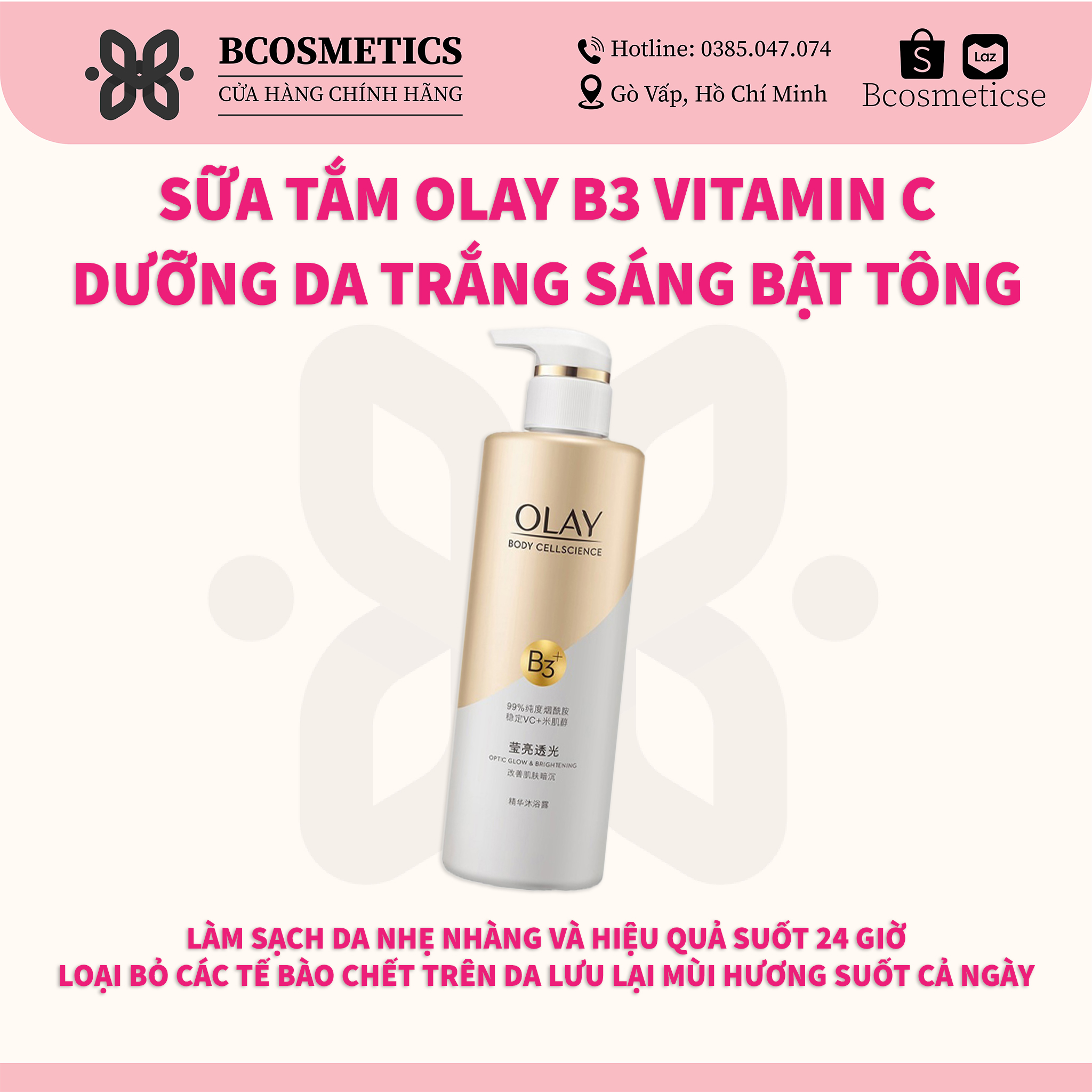 Sữa tắm OLAY B3+ Vitamin C trắng da 500ml